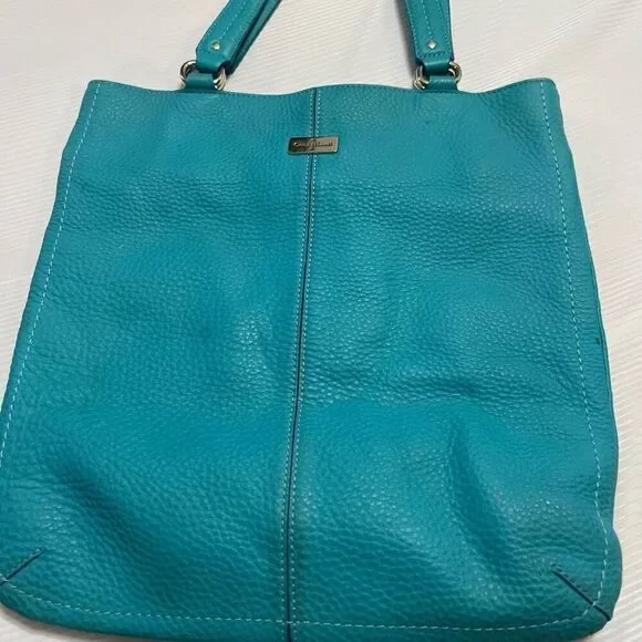 Cole Haan Blue Leather Tote Purse Handbag - Picture 2 of 10